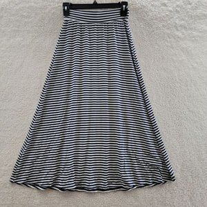 Cat & Jack Maxi Flare Skirt L Navy Blue/White Stripe Elastic Waist Pull On